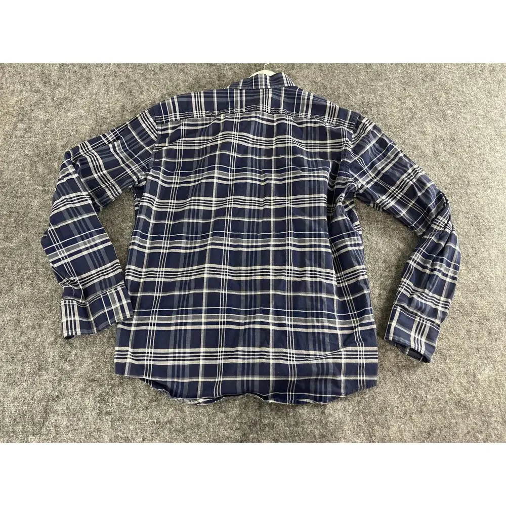 Untuckit Shirt Mens Large Plaid Blue Button Up Long Sleeve Check N133